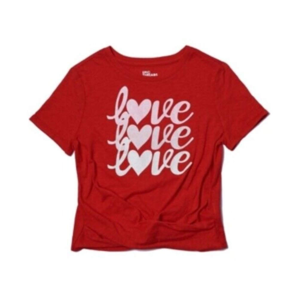 Epic Girls Big Girls Short Sleeve Twist Front Love Text T-shirt XL (20)
